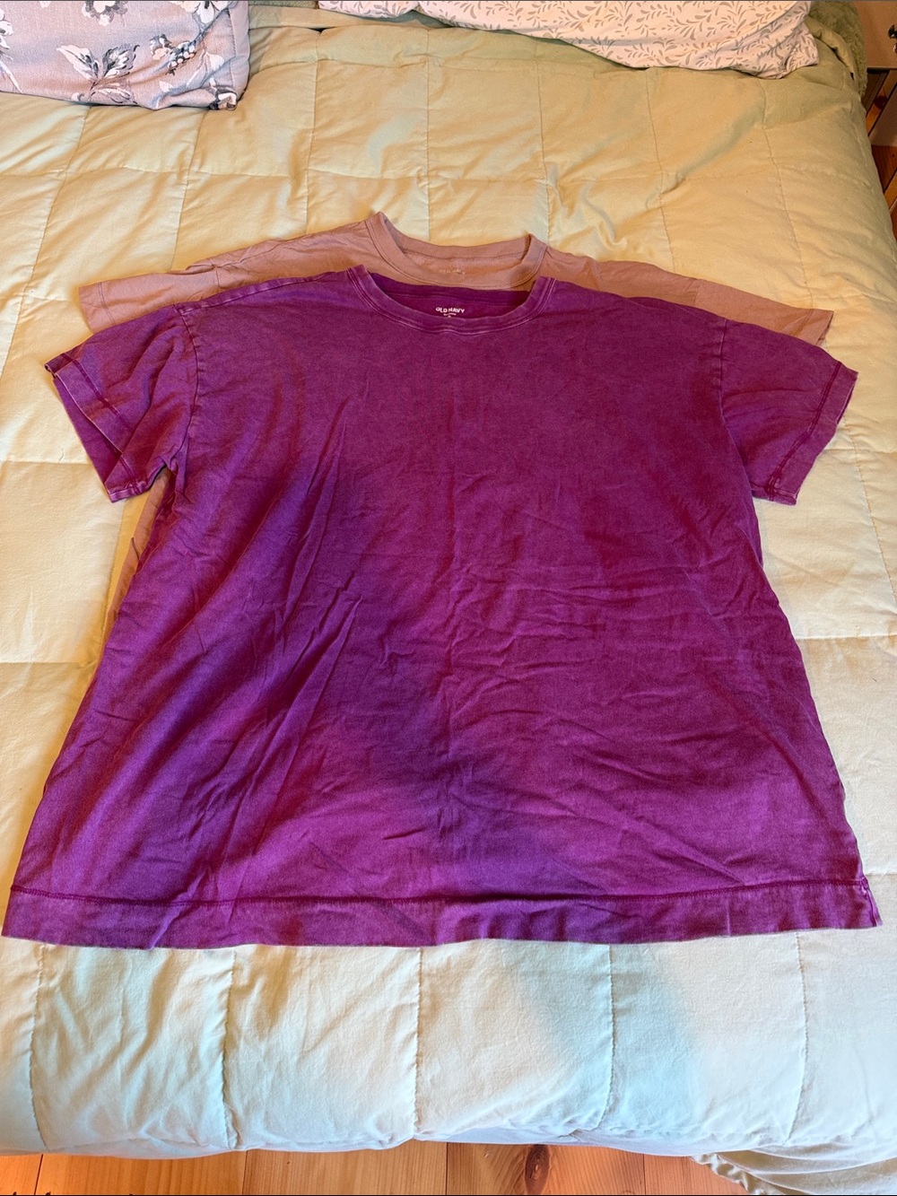 Bundle of Old Navy Purple and Tan Oversized Crewneck Short Sleeve Tees